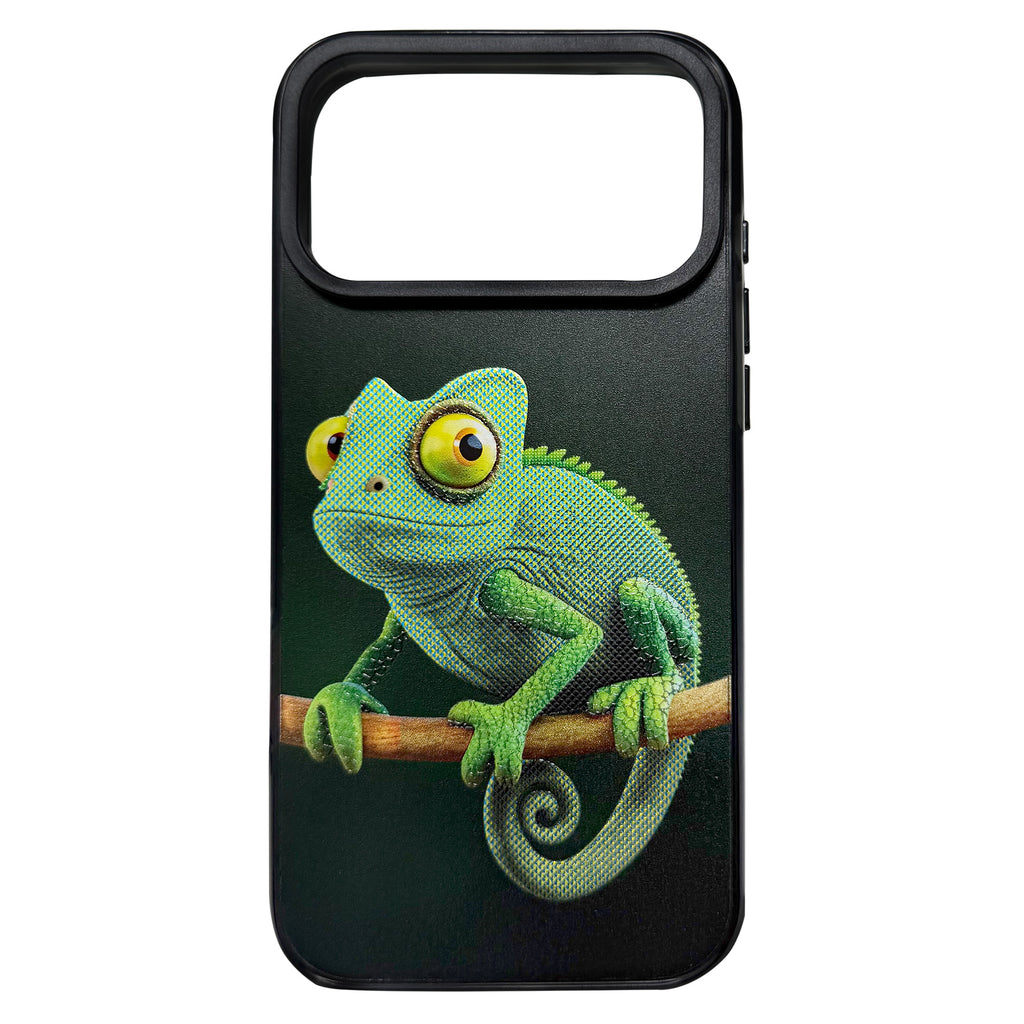 Green chameleon UV-printed protective case for iPhone 17 Pro Max