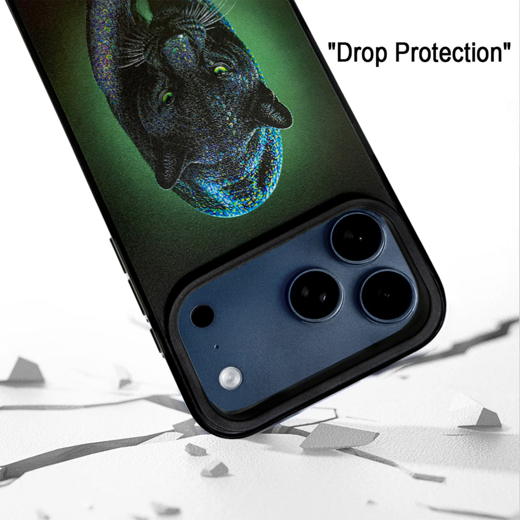 Panther iPhone 17 Pro Max case with protective TPU frame and camera bezel